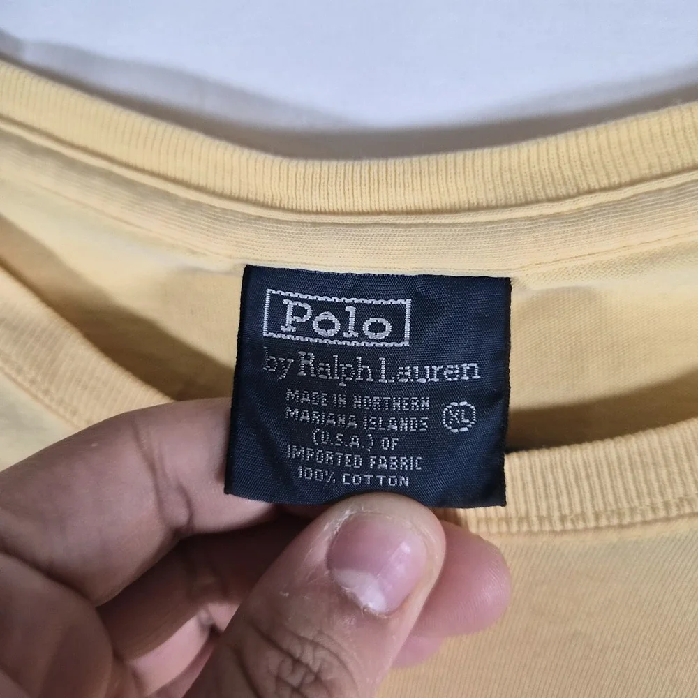 Polo Ralph Lauren Men's XL Yellow Short Sleeve T-Shirt Blue Pony Logo